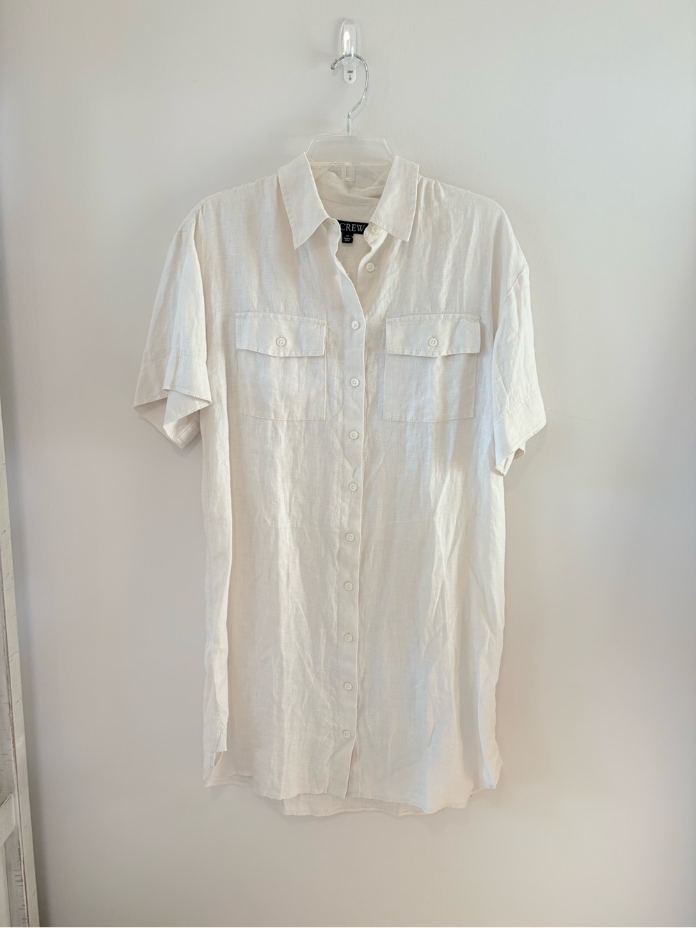 J. Crew Off White Linen Midi Shirt Dress NEW